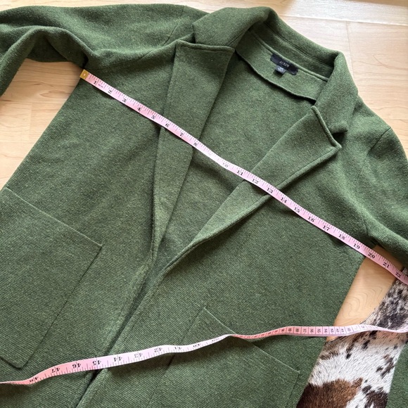 J CREW Green Sophie Open Front Sweater Blazer Cotton‎ Wool Blend Size XS - Picture 5 of 6